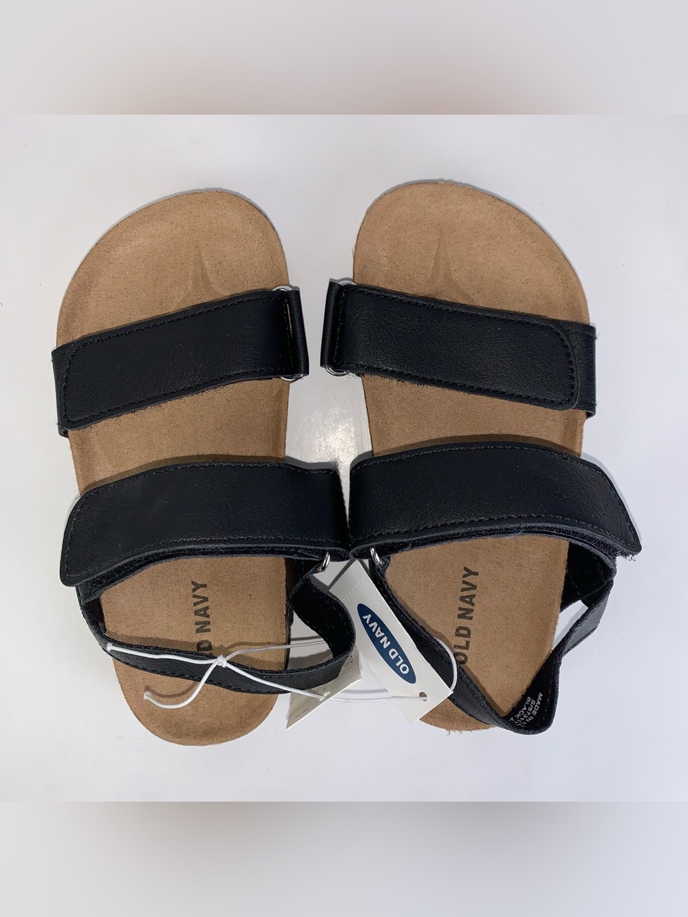 Old Navy PU double strap black sandals girls size 9